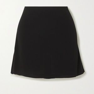 Black crepe mini skirt by Reformation